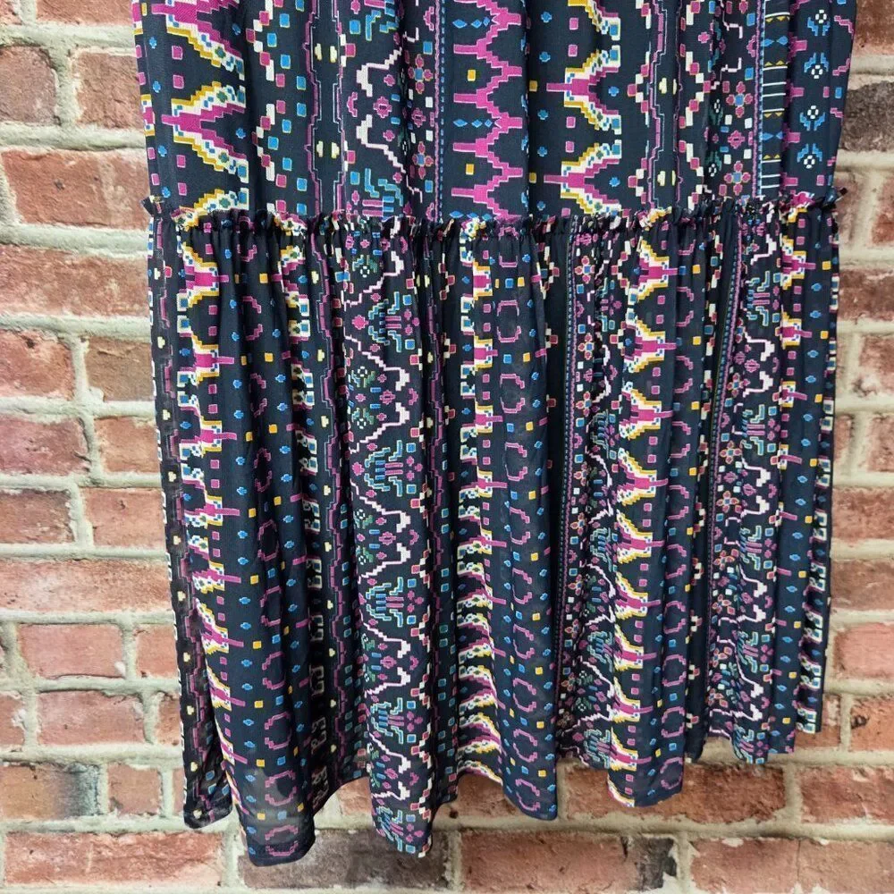 Women's KNOX ROSE‎ Geometric Aztec Tiered Skirt Medium
